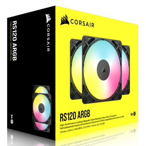 Corsair RS120 ARGB PWM 12cm Black Case Fans (3 Pack)